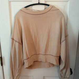 Free People Tan cropped sweatshirt